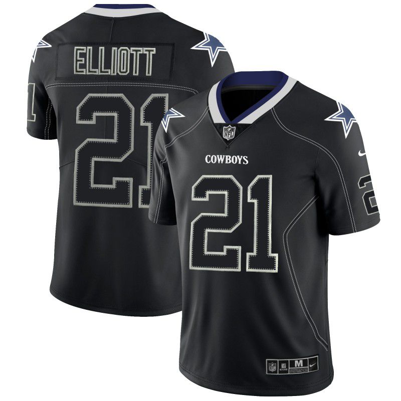 Men Dallas cowboys #21 Elliott Nike Lights Out Black Color Rush Limited NFL Jerseys